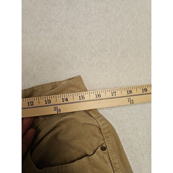 VTG Zena Wmn's Button Fly Straight Long Hi Rise  Brown Jeans Sz 13 Shorts Y2K - Picture 3 of 6